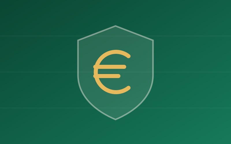 Escudo protegiendo un símbolo de euro
